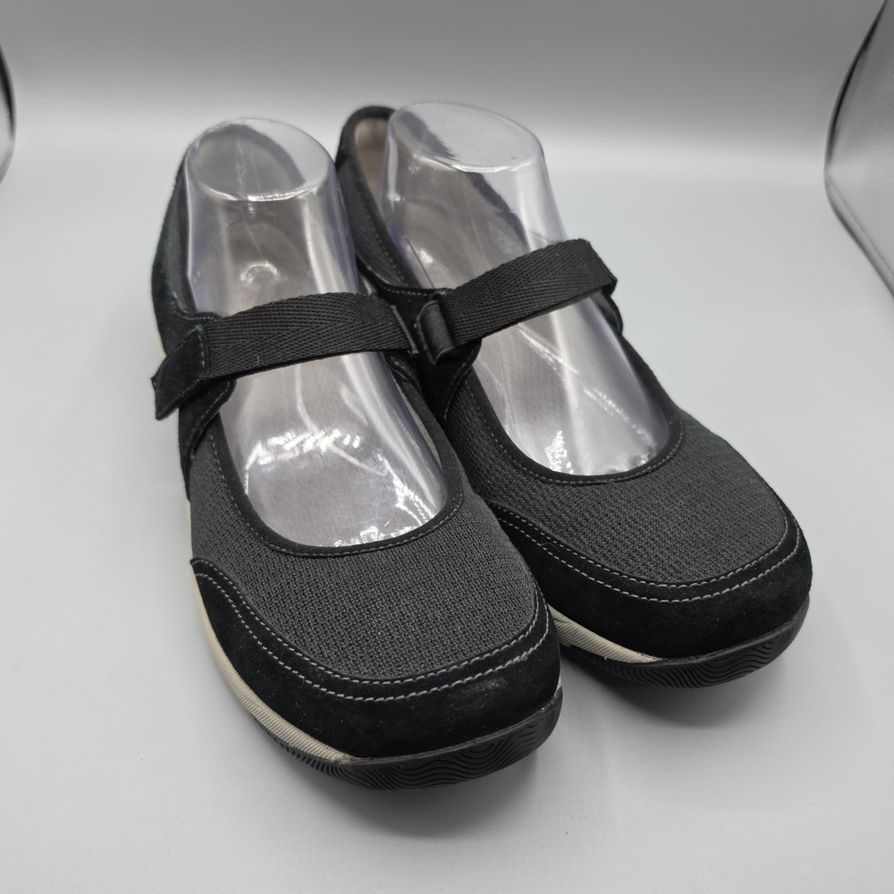 Dansko Hennie Mary Jane Shoes Womens Size 41 Black Suede Mesh Comfort Flats